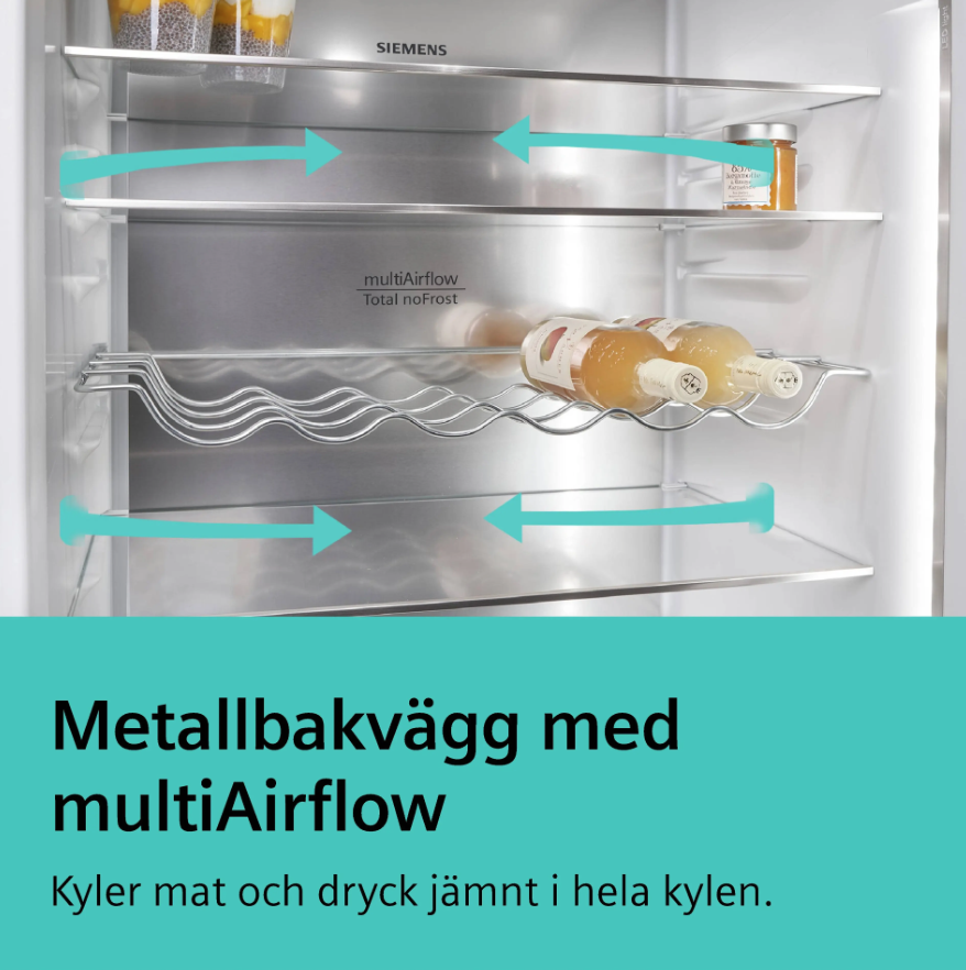 Siemens iQ500 Kombinerad kyl/frys KG39NAIBT, noFrost Inox