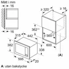 Bosch Inbyggnadsmikrovågsugn BFL623MS3, Rostfritt stål