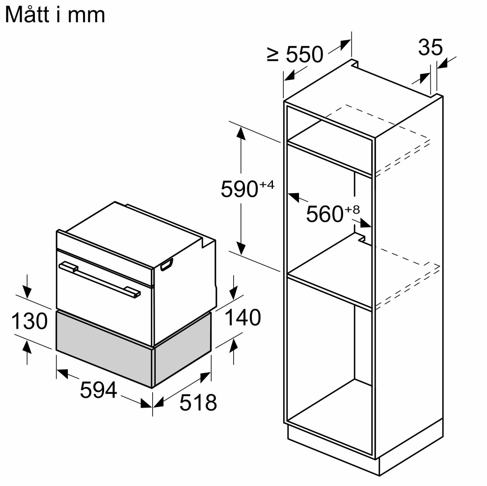 Siemens Värmelåda BI710C1B1, 14 cm push&pull Home Connect