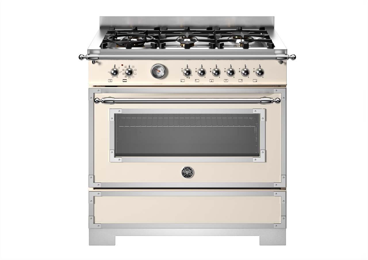 Bertazzoni Heritage Gasspis HER96L1EAVT2, 90 cm 6 brännare Elfenbensvit