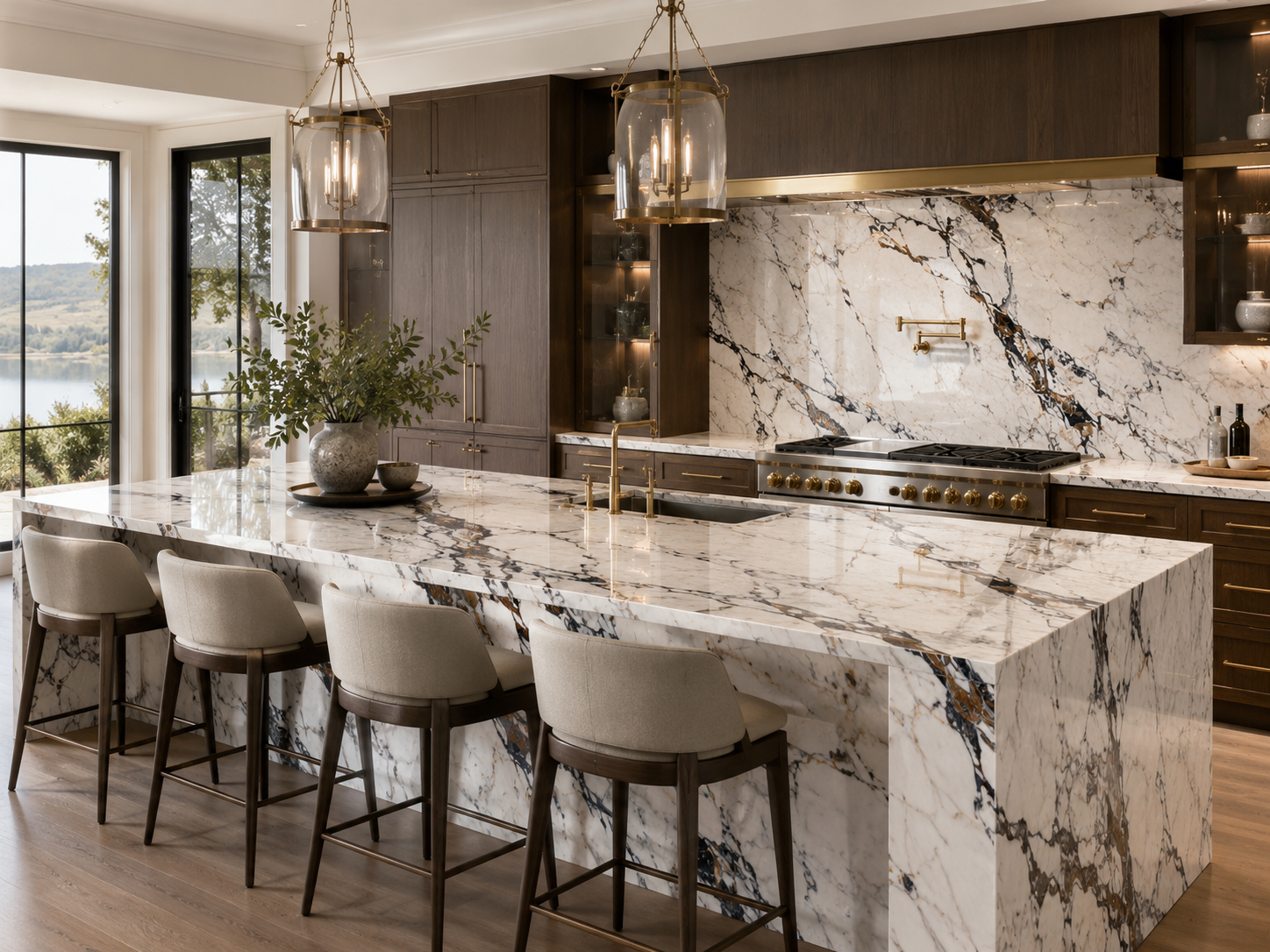Calacatta bänkskiva med elegant marmorlook