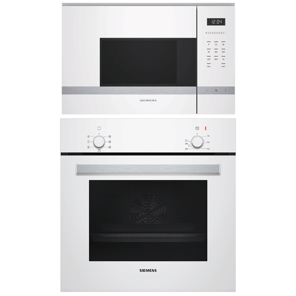 Siemens paket ugn och mikro HB010FBV1S + BF525LMW0 - vit, ugn varmluft, mikro sn