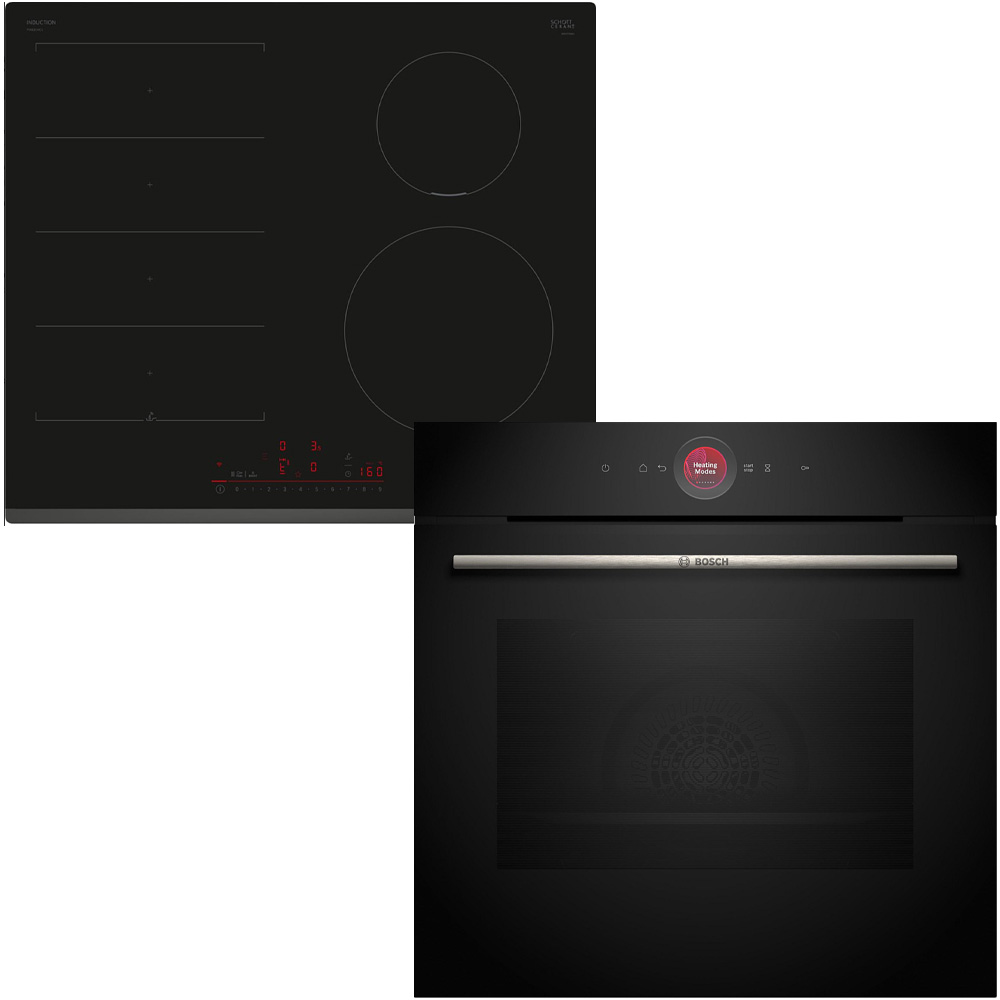 Bosch Serie 8 Ugn & Induktionshäll HBG7742B1 + PIX631HC1E Air Fry, Stektermome
