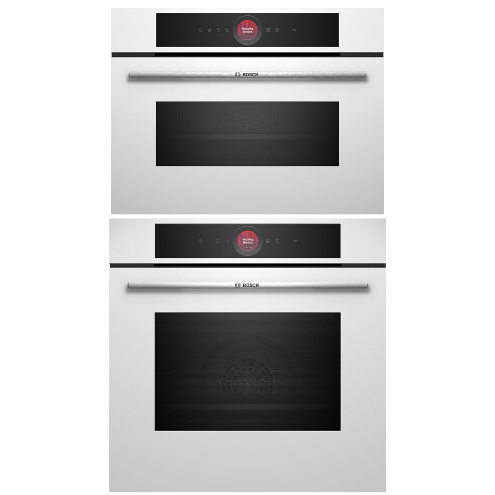 Bosch Serie 8 Ugn & Kompaktugn med Mikro HBG7721W1S + CMG7241W1 Vit, WiFi & Ai