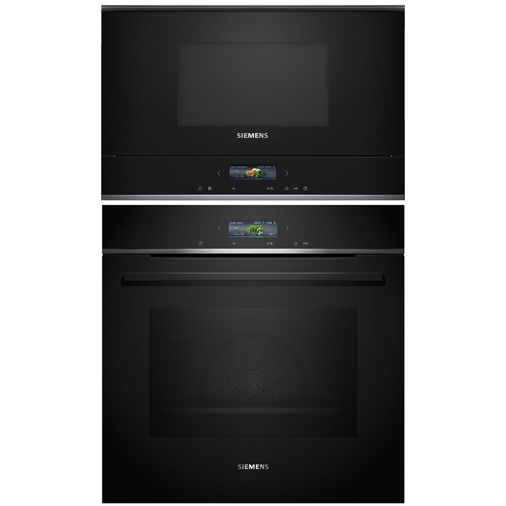 Siemens paket ugn och mikro HB772A1B1-BF722L1B1  - iq700, pyrolys + vänsterhängd