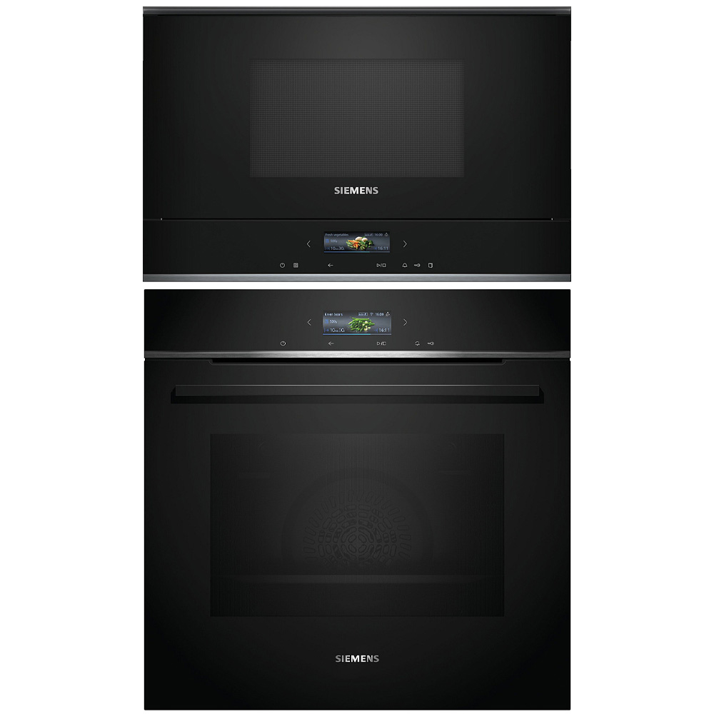 Siemens paket ugn och mikro HB772A1B1-BF722R1B1 - iq700, pyrolys + högerhängd mi