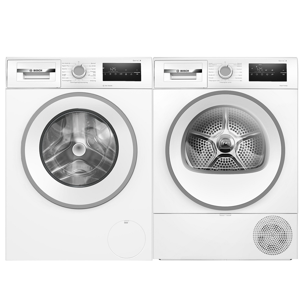 Bosch paket tvättmaskin och torktumlare WAN2829SSN-WTH85V0SSN
