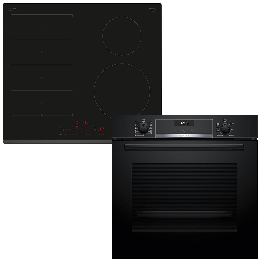Bosch paket ugn och häll HBG537FB4-PIX631HC1E - serie 6, flexinduction &amp stek