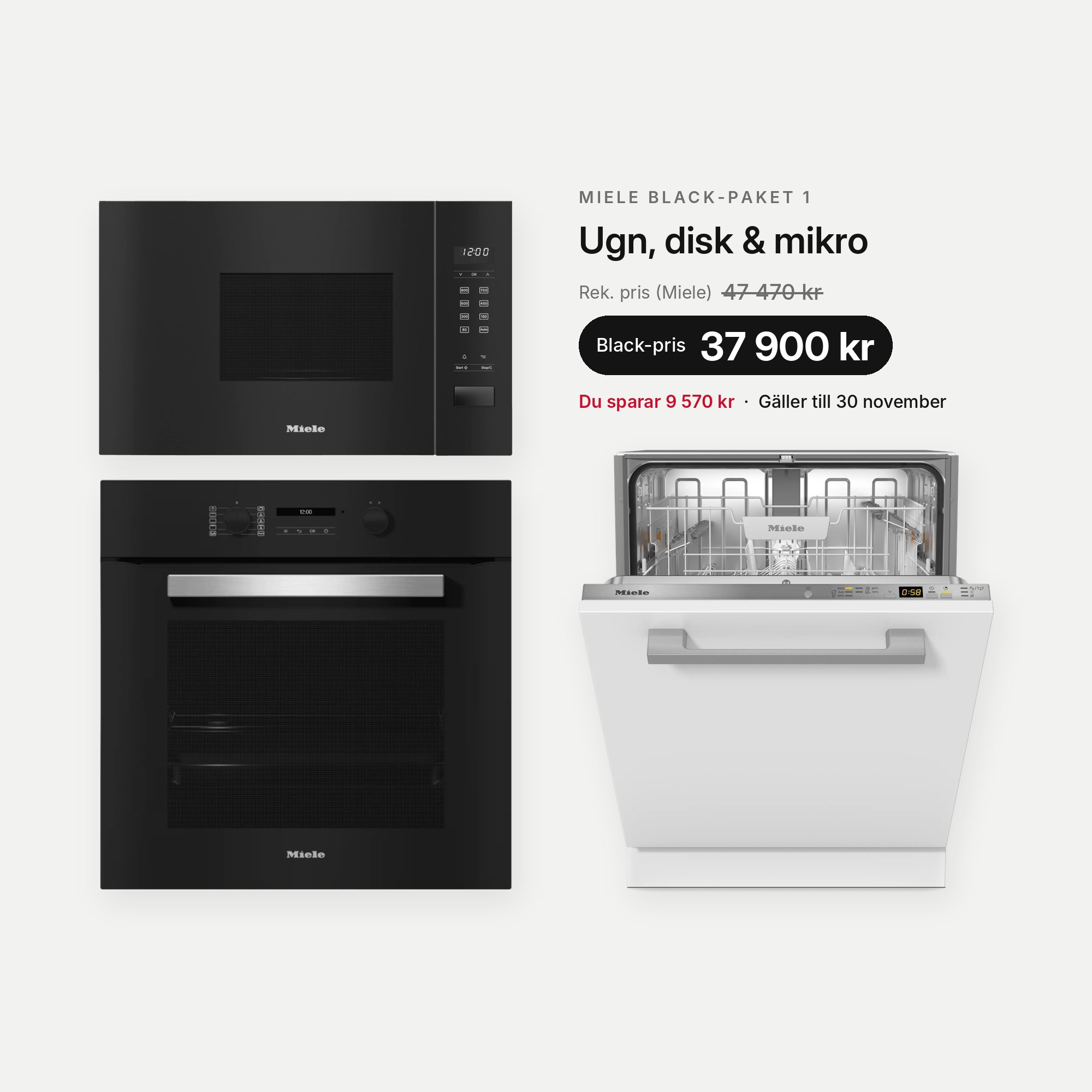 Miele Black Month Kökspaket 1 - Ugn, Mikro, Diskmaskin