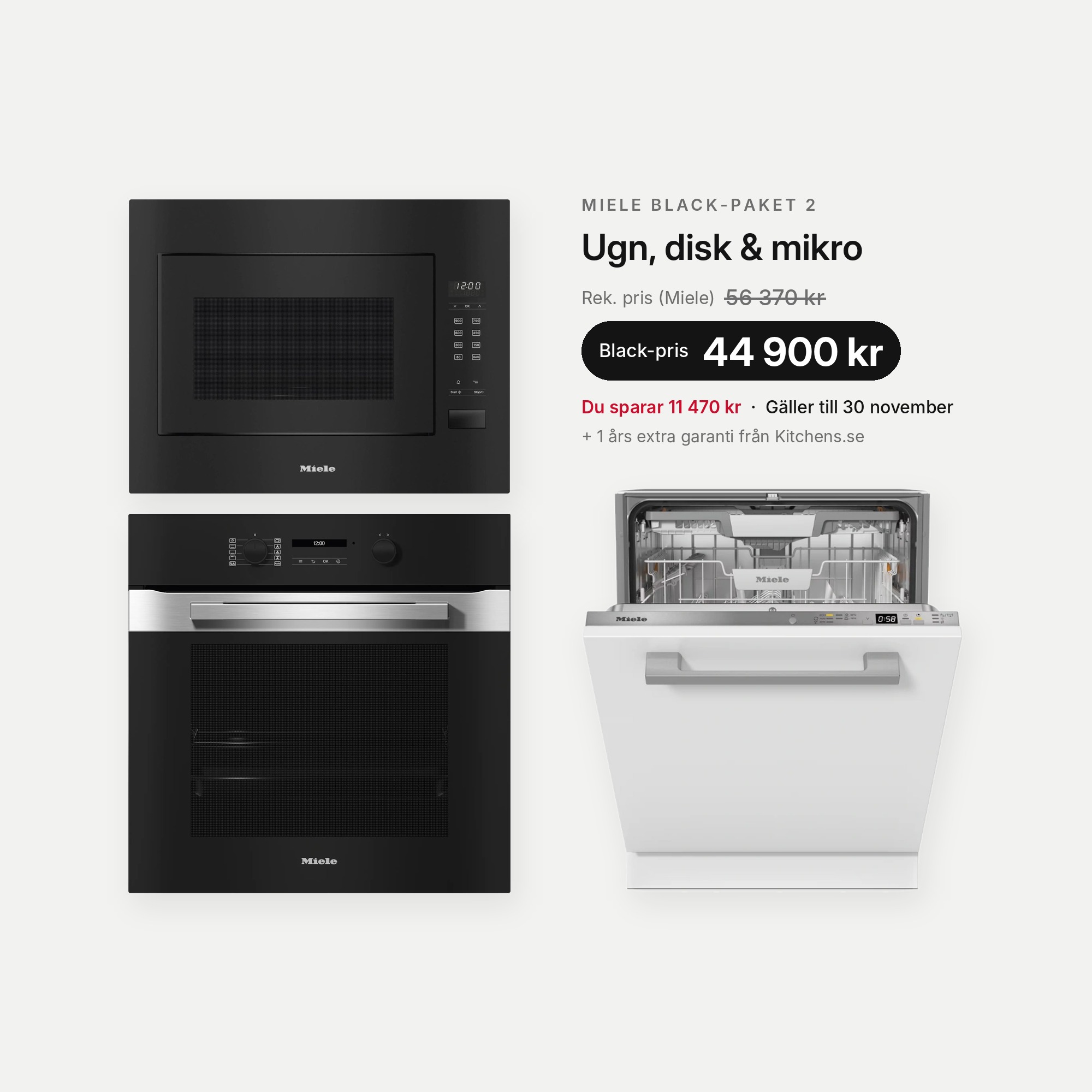 Miele Black Month Kökspaket 2 - Ugn, Mikro, Diskmaskin