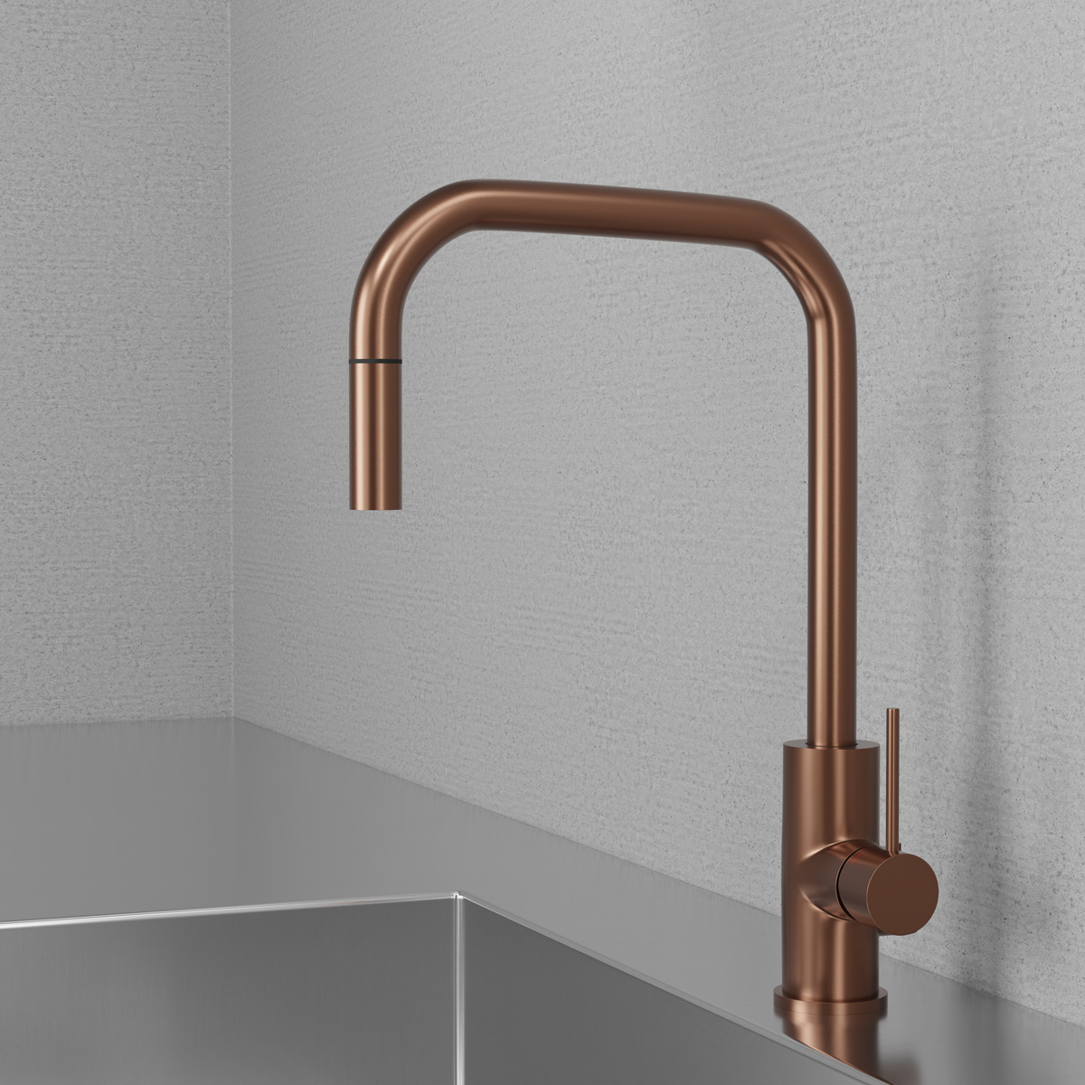 Köksblandare Steel Accent Square Amber Diskmaskinsavst.